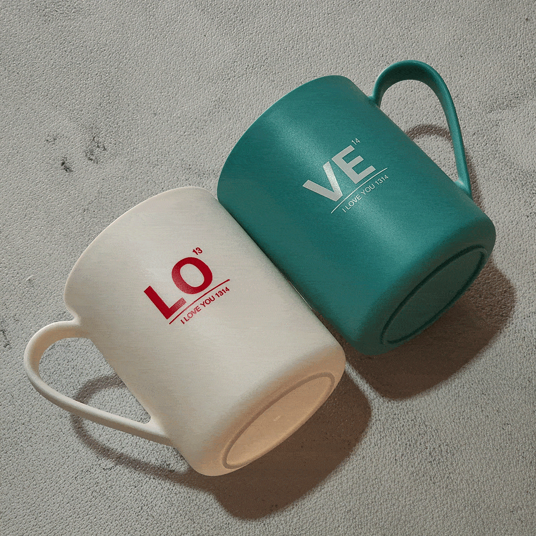 White and Blue LO VE Mug Set - Image 5